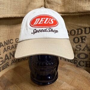 Deus Ex Machina Speedshop Baseball Cap Hat Bone Beige Cotton Adjustable